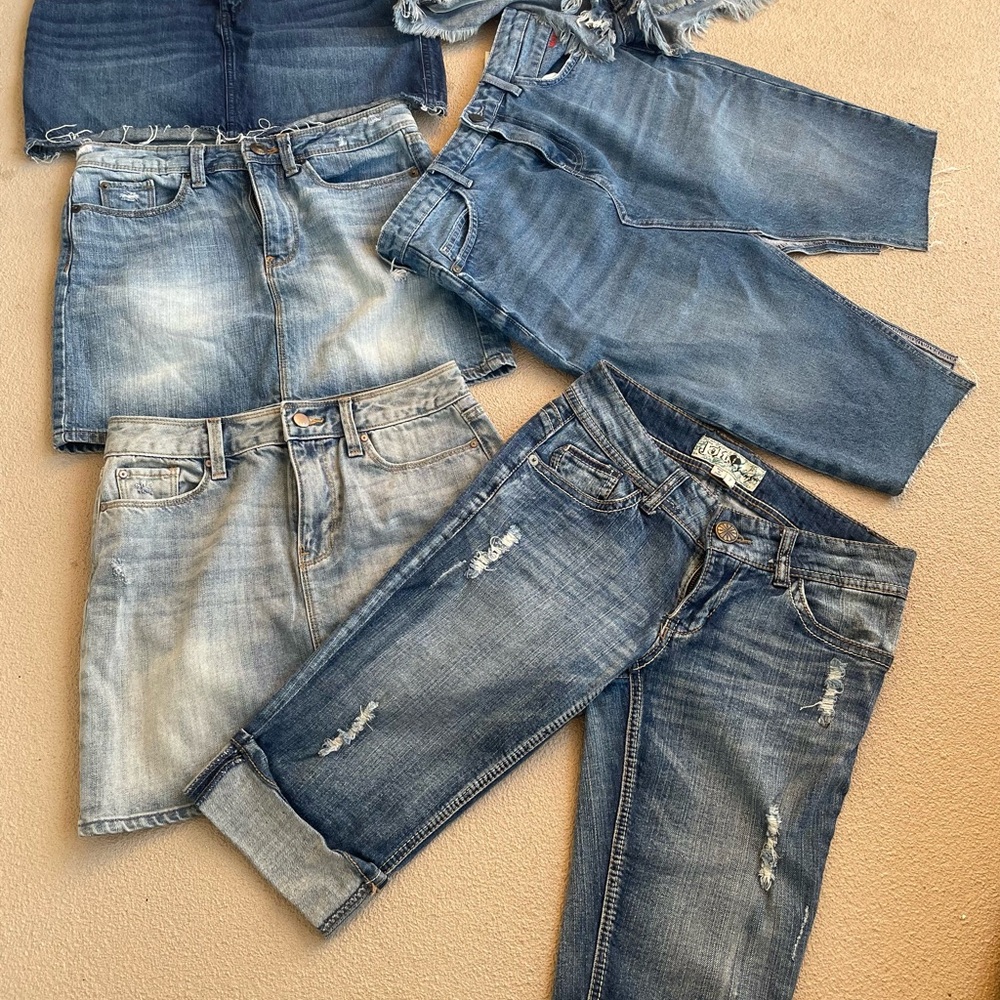 Jolt Blue Denim Mini Skirts - Assorted Washed Blues